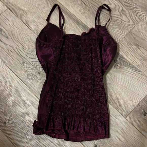 Poetry Clothing sexy top. Burgundy color with built in bra and ruffles, small - Picture 3 of 6